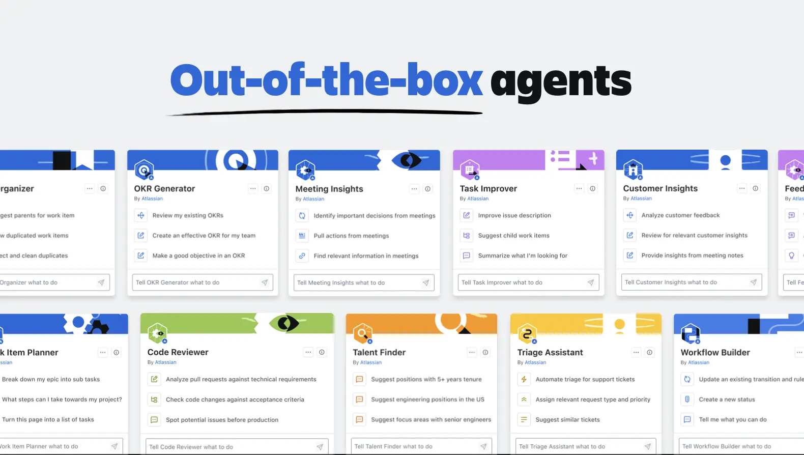 Library of Rovo out of the box agents