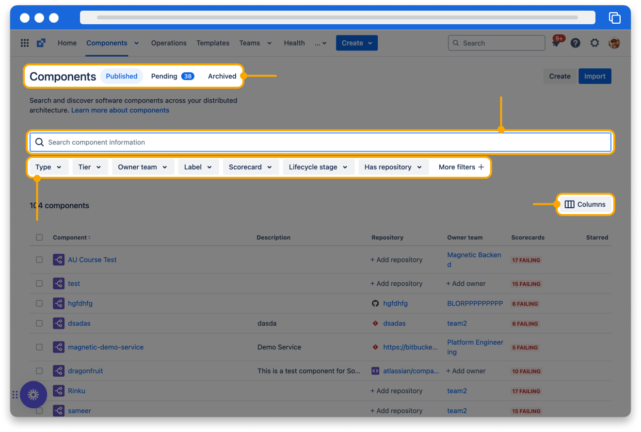 Component catalog