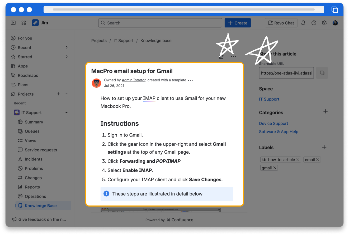 A knowledge base article that has clear, concise language.