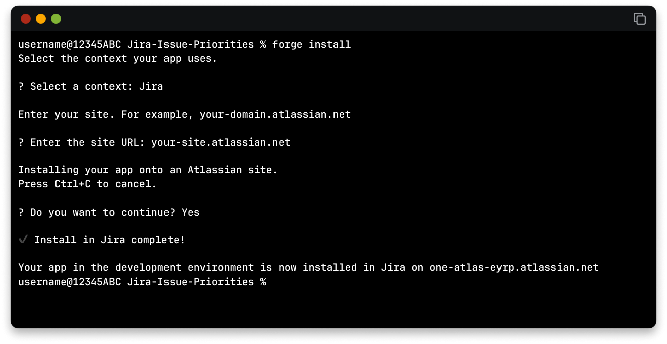 A screenshot of the forge install command.