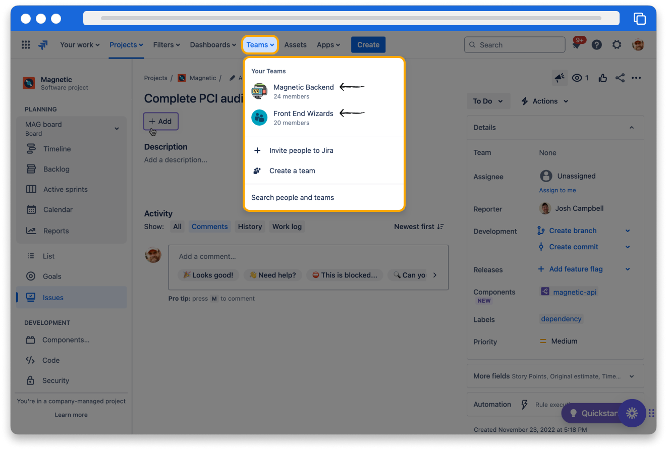 Teams in Jira