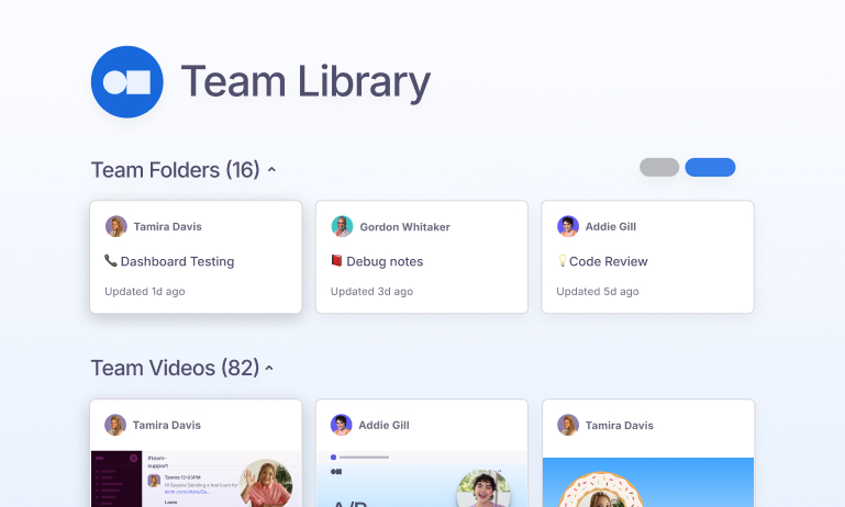 Screenshot of Loom video library