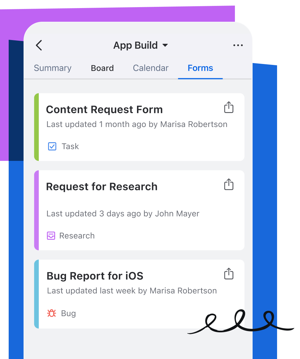 Jira Cloud Mobile product screenshot on mobile device, showing list of projects