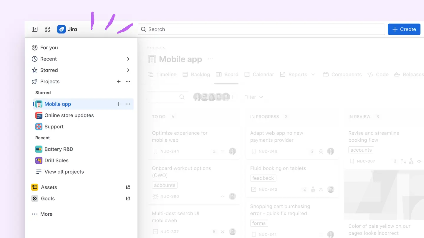 What is Jira’s sidebar screenshot