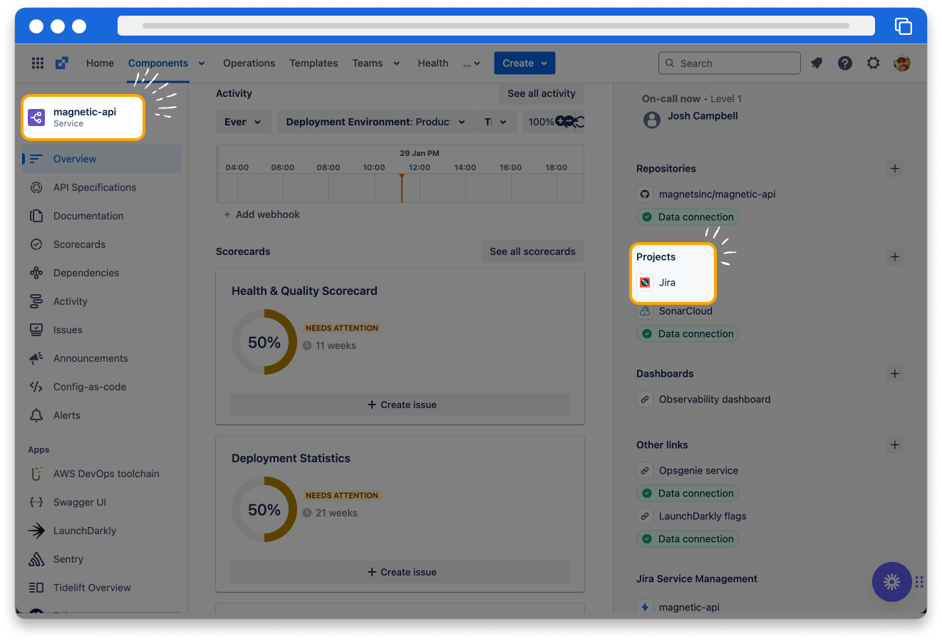 Jira project link within Compass
