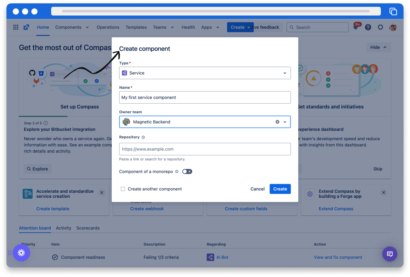 Create a single component manually