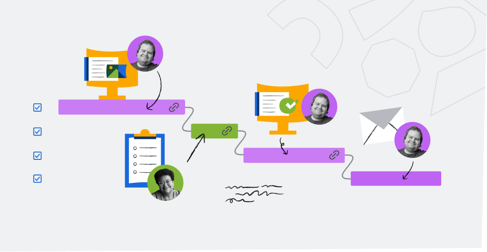 An image depicting Daniel work timeline being dependent on Marie's work item to review his draft.