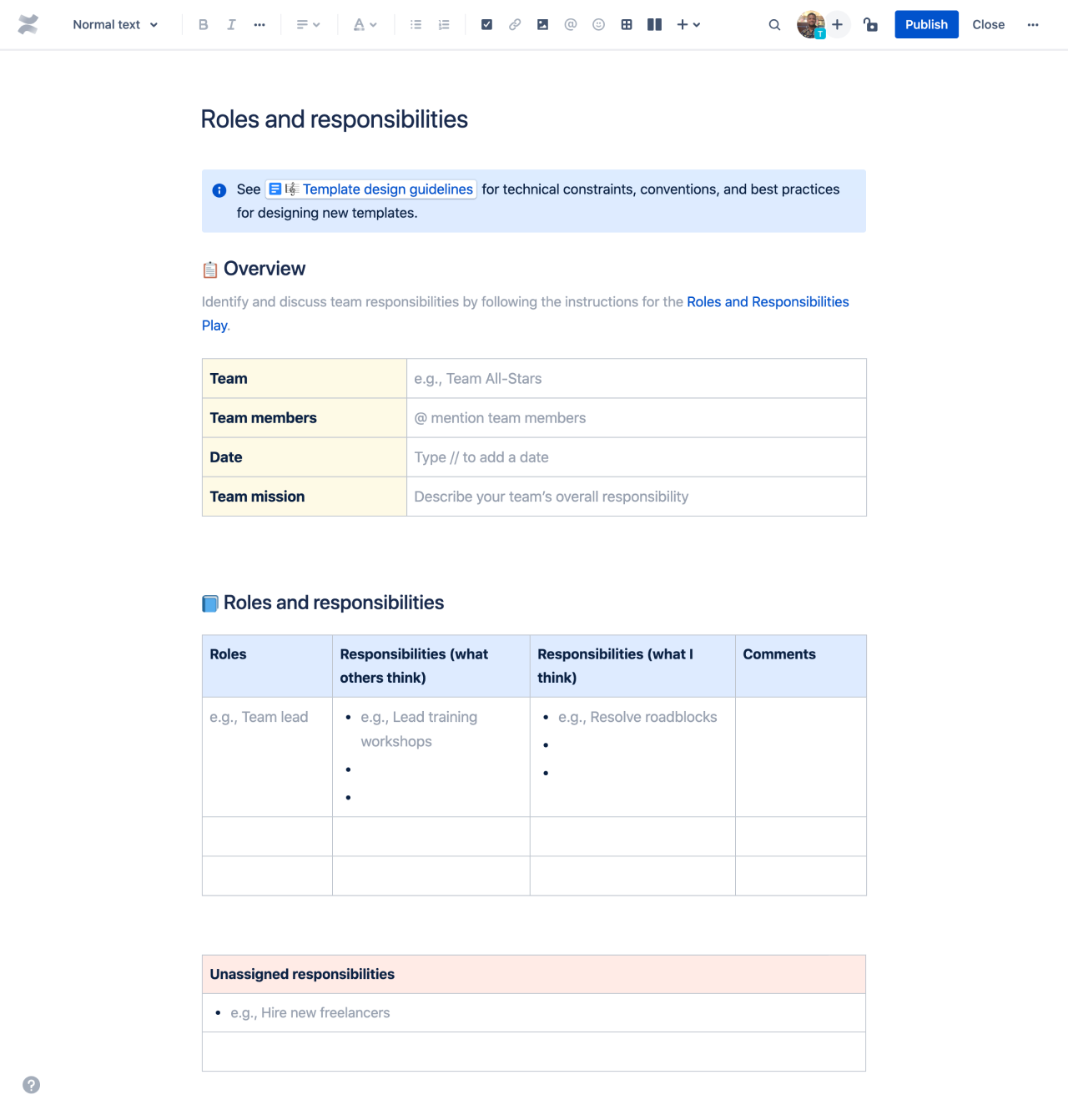 roles and responsibilities screenshot