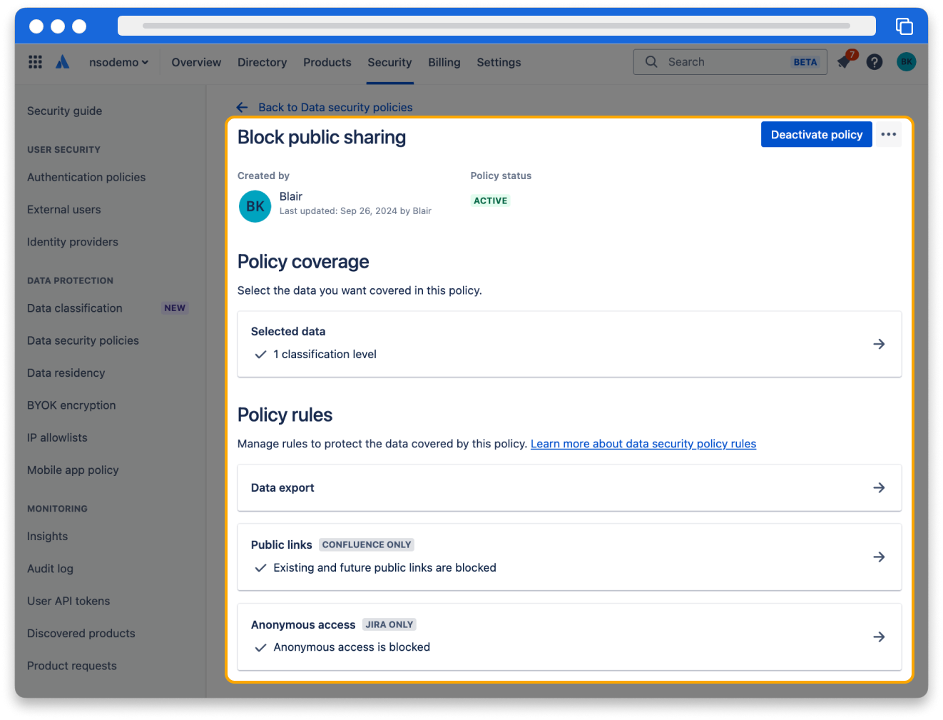 Block public sharing