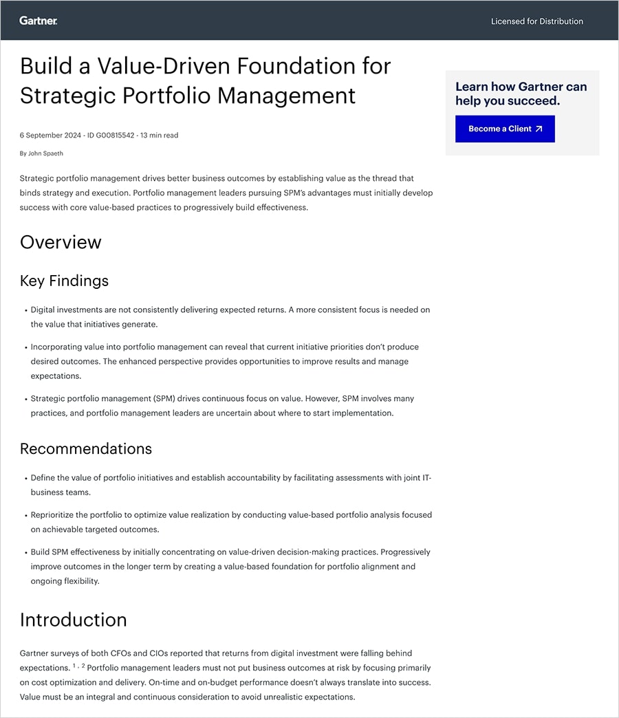 Copertina del report di Gartner