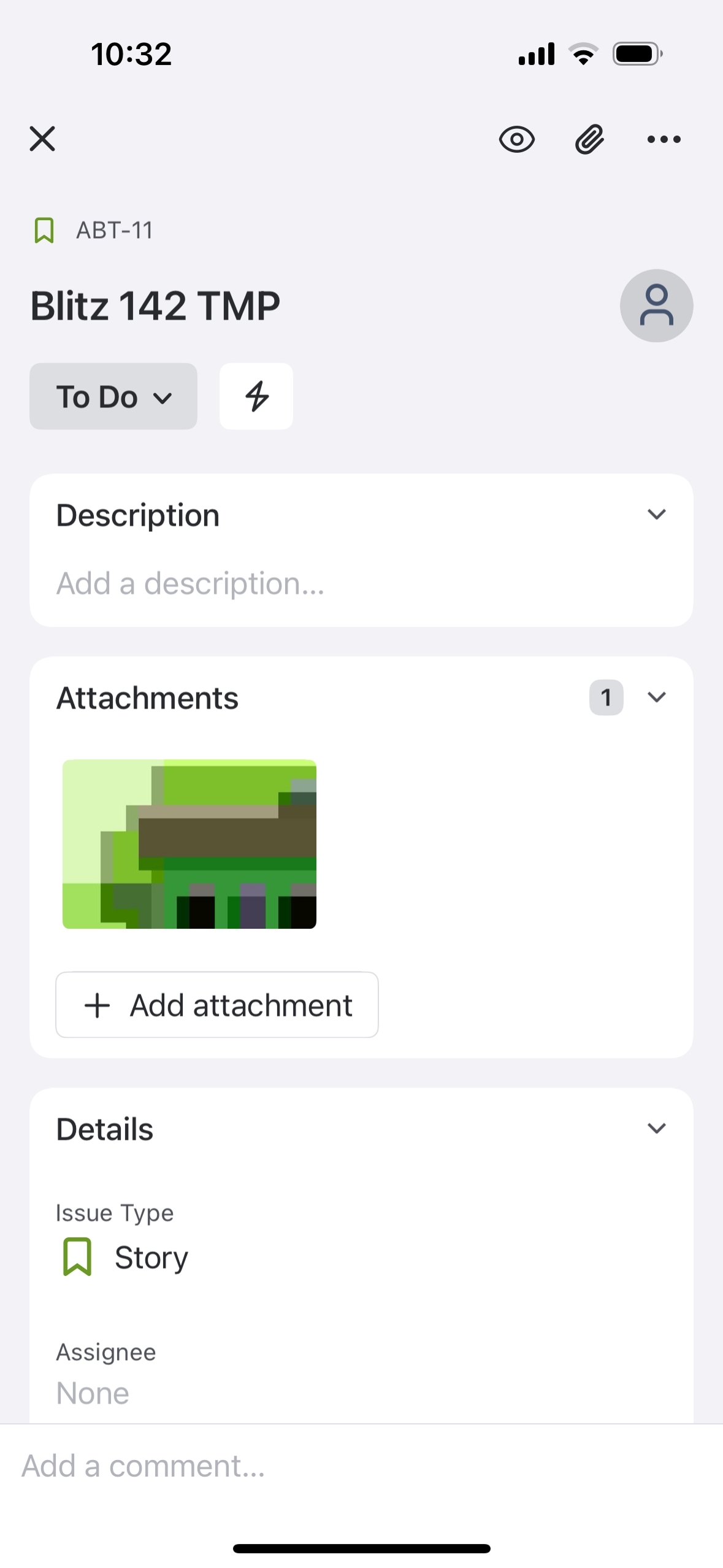 [課題ステータス] ボタン (iOS での表示例)
