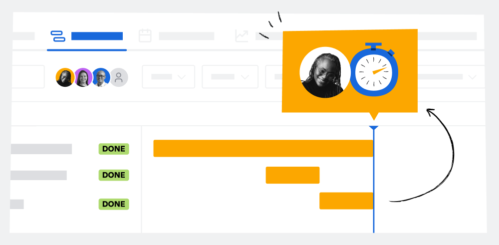 An image showing Zarogina coming to a project completion time estimate using the timeline view